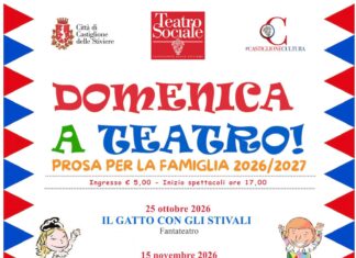 Domenica a Teatro a Castiglione delle Stiviere: cinque spettacoli per le famiglie Manifesto di Domenica a Teatro – Prosa per la famiglia con spettacoli per famiglie al Teatro Sociale di Castiglione delle Sti