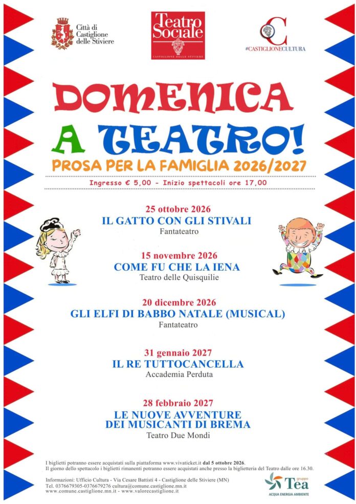 Immagine di Domenica a Teatro a Castiglione delle Stiviere: cinque spettacoli per le famiglie