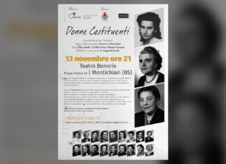 Donne Costituenti al Teatro Bonoris di Montichiari il 13 novembre Manifesto di Donne Costituenti al Teatro Bonoris di Montichiari
