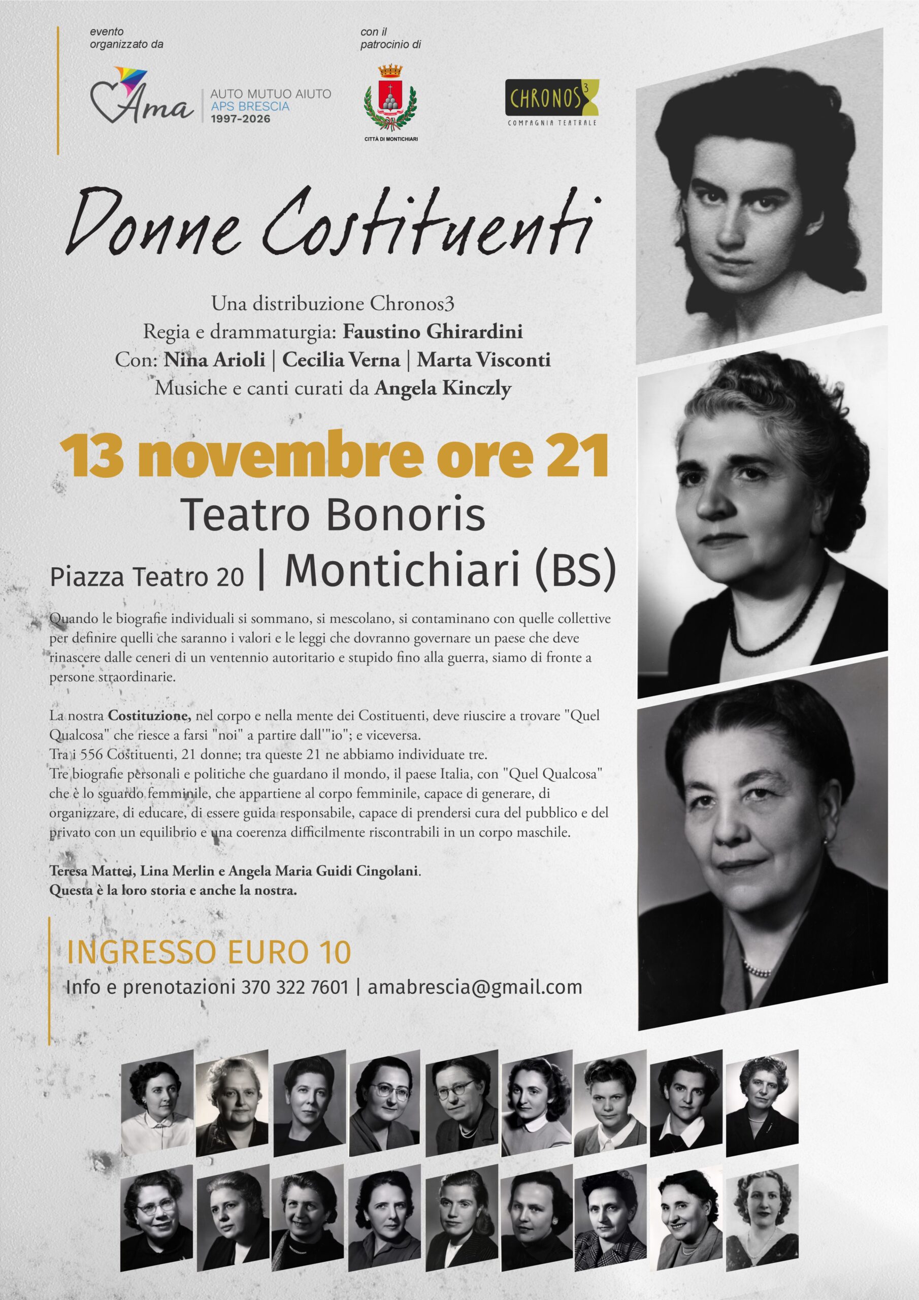 Manifesto di Donne Costituenti al Teatro Bonoris di Montichiari