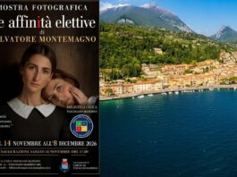Le affinità elettive, mostra fotografica di Salvatore Montemagno a Toscolano-Maderno Manifesto delle affinità elettive mostra paesaggio lacustre con città e montagne