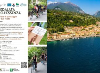 Manifesto di Pedalata dell'Essenza con biciclette lungo il lungolago