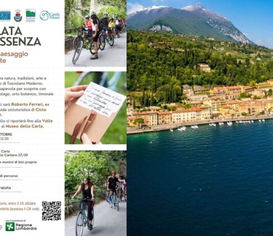 Manifesto di Pedalata dell'Essenza con biciclette lungo il lungolago